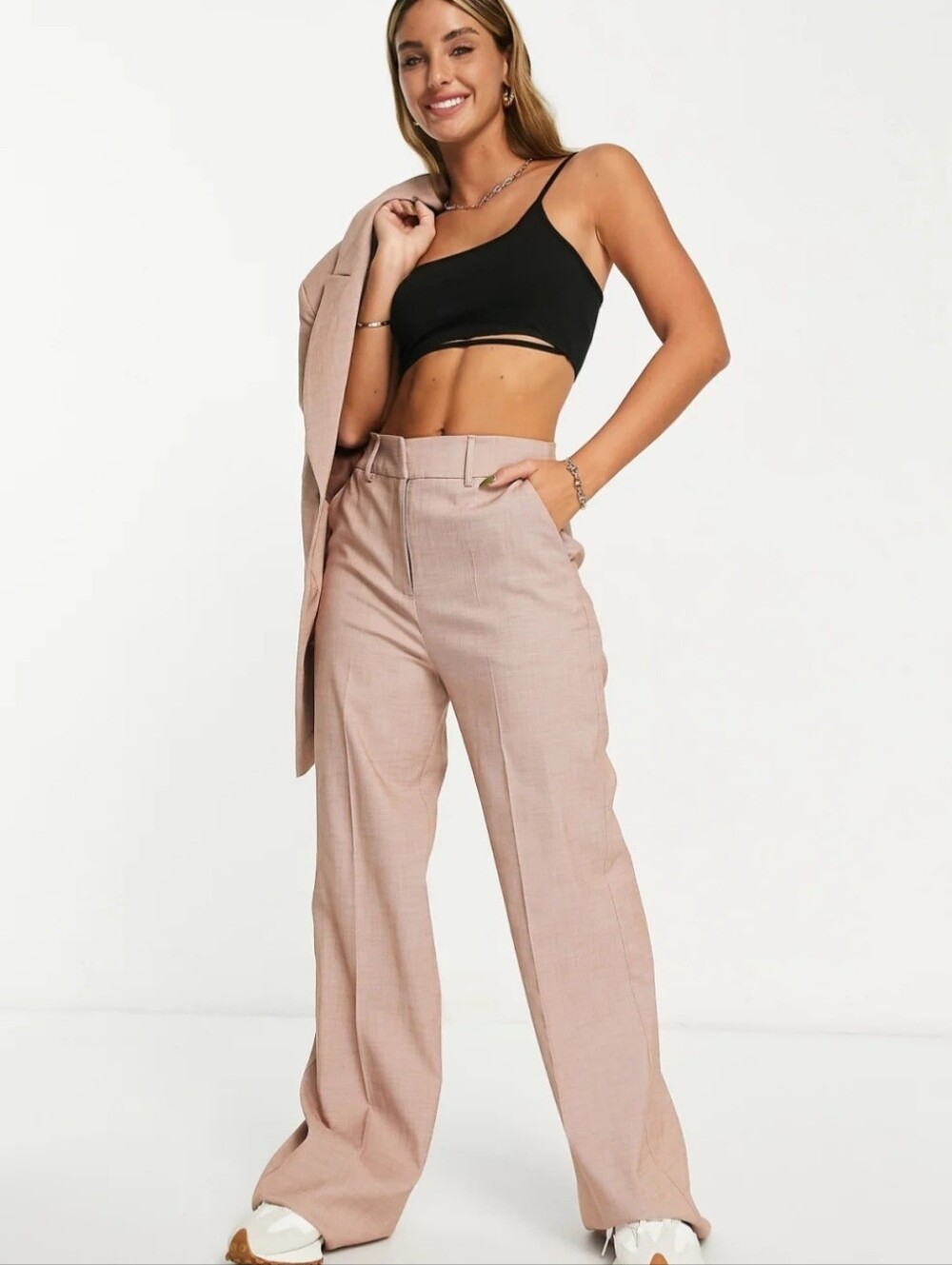 Asos Straight-Leg Tailored Suit Pants in Blush Pink